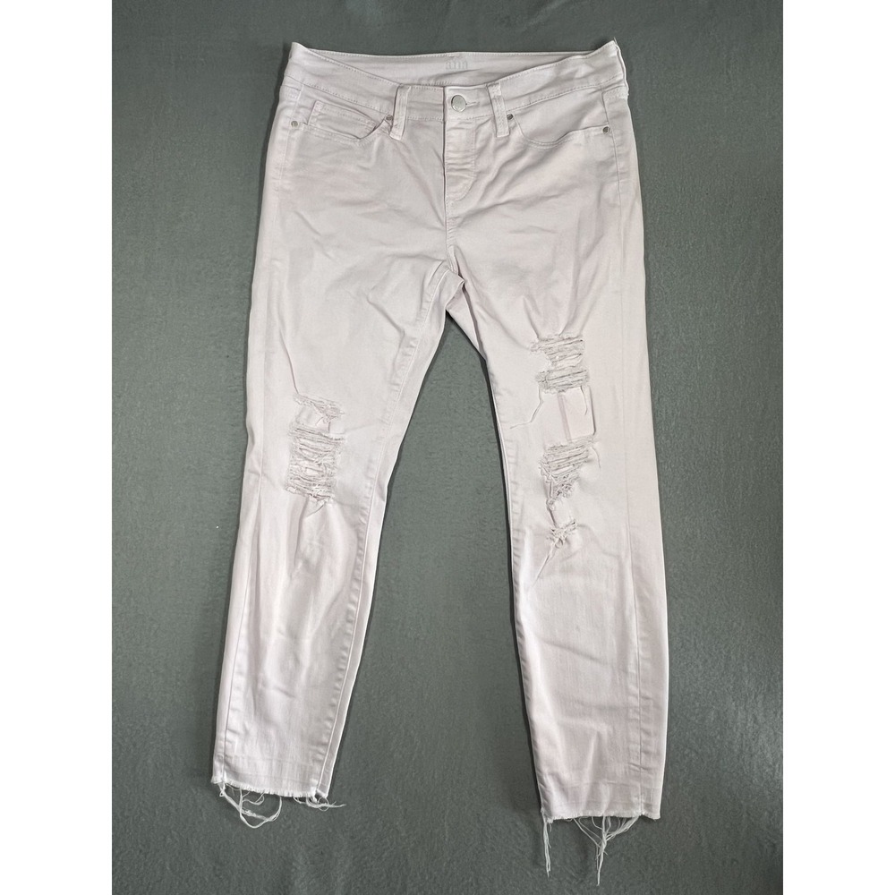 dalia Women's Size 4 Light Pink Skinny Distressed Raw Hem‎ Ankle Jeans Stretch